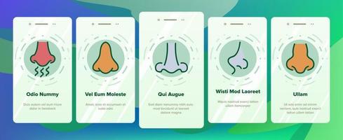 näsa mänskligt ansikte organ onboarding ikoner som vektor