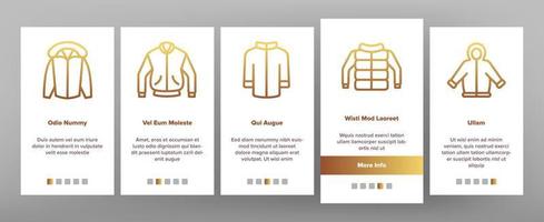 jacke mode kleidung onboarding icons set vektor