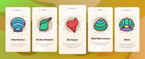 skal och marina conch onboarding ikoner som vektor