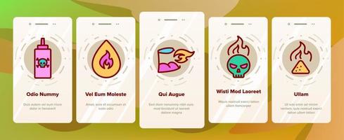 kryddig sås och mat onboarding ikoner som vektor