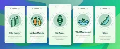 erbsen bob gemüse onboarding icons set vektor