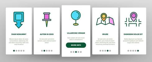 markör pekare gps karta onboarding ikoner set vektor