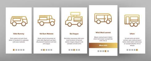 food truck transport onboarding ikoner som vektor