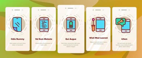 telefon reparationstjänst onboarding ikoner som vektor
