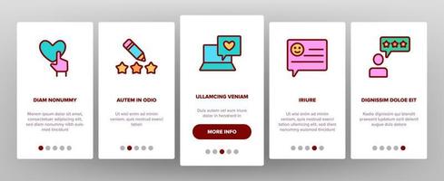 zufriedenheitsfeedback-onboarding-symbole setzen vektor