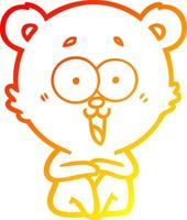 warme Gradientenlinie Zeichnung lachender Teddybär Cartoon vektor