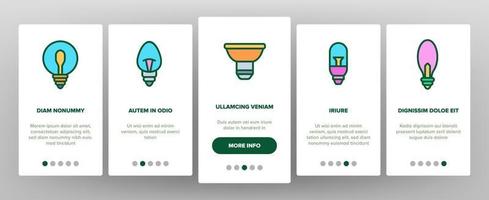glödlampa onboarding ikoner som vektor