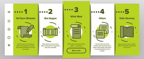 Pergament-Onboarding-Symbole setzen Vektor