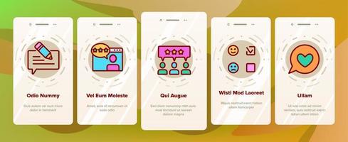 zufriedenheitsfeedback-onboarding-symbole setzen vektor