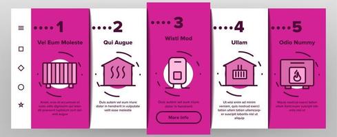 Onboarding-Symbole für Heimheizungen setzen Vektor