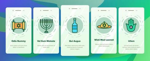 jüdische israel religion onboarding icons set vektor