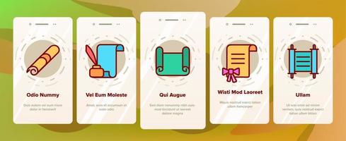 pergament onboarding ikoner som vektor