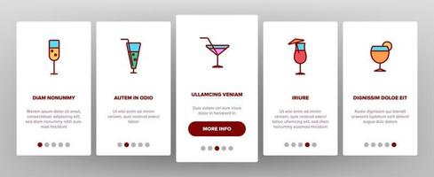 cocktails, alkohol läsk onboarding mobil app sidskärm vektor