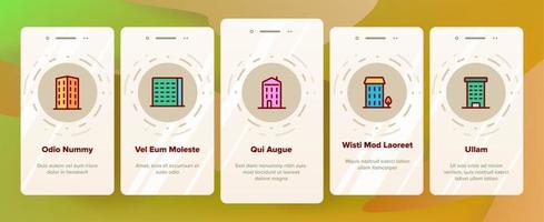 bostadshus, lägenhet vektor onboarding mobil app sidskärm
