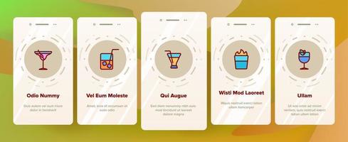 cocktails, alkohol läsk onboarding mobil app sidskärm vektor