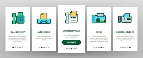 Onboarding-Symbole für Faxdrucker setzen Vektor