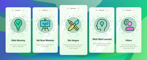 kreativitet onboarding ikoner som vektor