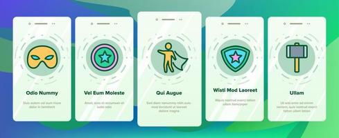 superhjälte onboarding ikoner som vektor