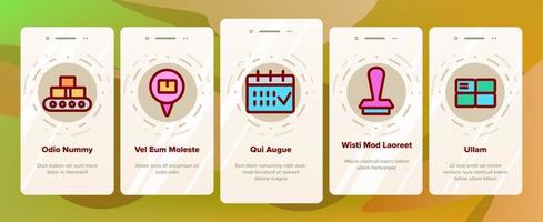 Onboarding-Symbole für Postunternehmen setzen Vektor
