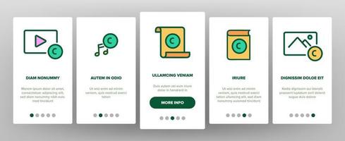 immateriell egendom onboarding ikoner som vektor