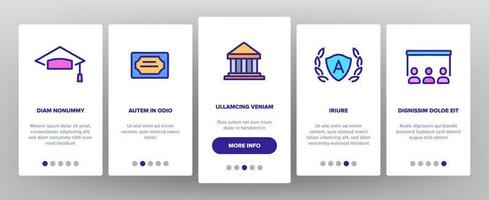 Onboarding-Symbole für Akademiestudien setzen Vektor
