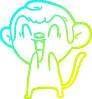 Kalte Gradientenlinie Zeichnung Cartoon lachender Affe vektor