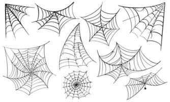 Spinnennetz für Halloween-Design. Spinnennetzelemente, gruseliges, gruseliges Horror-Halloween-Dekor. vektor