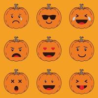 Halloween-Kürbis-Emoticon-Icon-Set vektor