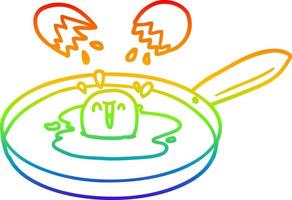 rainbow gradient linjeteckning tecknad ägg stekning vektor