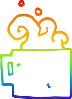 Regenbogen-Gradientenlinie Zeichnung Cartoon heiße Tasse Kaffee vektor