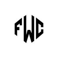 fwc bokstavslogotypdesign med polygonform. fwc polygon och kubform logotypdesign. fwc hexagon vektor logotyp mall vita och svarta färger. fwc monogram, affärs- och fastighetslogotyp.
