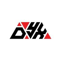 dyx-Dreieck-Buchstaben-Logo-Design mit Dreiecksform. Dyx-Dreieck-Logo-Design-Monogramm. Dyx-Dreieck-Vektor-Logo-Vorlage mit roter Farbe. dyx dreieckiges Logo einfaches, elegantes und luxuriöses Logo. dyx vektor