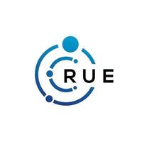 Rue-Buchstaben-Technologie-Logo-Design auf weißem Hintergrund. rue kreative Initialen schreiben es Logo-Konzept. echte Briefgestaltung. vektor