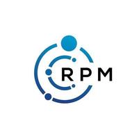 RPM-Brief-Technologie-Logo-Design auf weißem Hintergrund. U/min kreative Initialen schreiben es Logo-Konzept. RPM Briefdesign. vektor