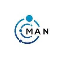 Mann-Brief-Technologie-Logo-Design auf weißem Hintergrund. Mann kreative Initialen schreiben es Logokonzept. Mann Briefgestaltung. vektor