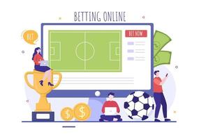 online betting sportspel med guldmynt och livespelapplikationstjänst sportutsändning i handritad tecknad platt illustration vektor