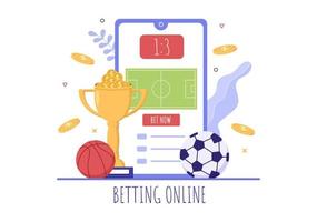 online betting sportspel med guldmynt och livespelapplikationstjänst sportutsändning i handritad tecknad platt illustration vektor