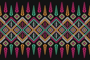 geometrisches ethnisches nahtloses muster traditionell. Tribal-Stil gestreift. bunte Blume. Design für Hintergrund, Tapete, Vektorillustration, Stoff, Kleidung, Batik, Teppich, Stickerei. vektor