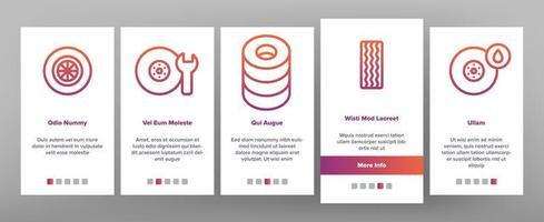 Onboarding-Symbole für Reifenräder setzen Vektor