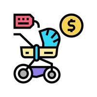 barnvagn hyra färg ikon vektor illustration tecken