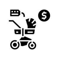 Kinderwagenverleih Glyphe Symbol Vektor Illustration Zeichen