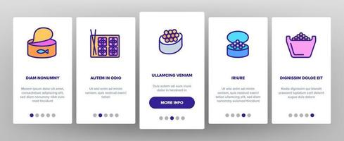kaviar välsmakande skaldjur onboarding ikoner som vektor