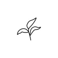 monokrom konturskylt lämplig för webbplatser, böcker, banners, butiker, reklam. redigerbar linje. linje ikon av blad på tunn kvist av växt vektor