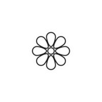 Umriss monochromes Symbol im flachen Stil mit dünner Linie gezeichnet. editierbarer Strich. Liniensymbol von Blumen mit Blütenblättern in Form von ovalen und runden kleinen Narben vektor