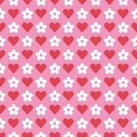 sött hjärta kärlek alla hjärtans dag röd rosa vit tusensköna blommönster rand randig bakgrundselement vektor tecknad illustration bordsduk, picknickmatta, omslagspapper, matta, tyg, textil, halsduk.