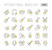 vektor linje ikoner för internationella musikdagen