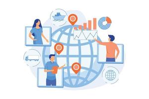 global distribution, internationellt fraktföretag. supply chain management, logistikdriftskontroll, effektivisera ditt logistikkoncept. vektor