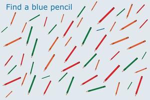 Finde einen blauen Stift. arbeitsblatt für vorschulkinder, kinderaktivitätsblatt, druckbares arbeitsblatt vektor