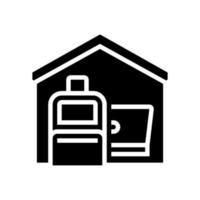 Gepäck und Laptop im Haus Glyphen-Symbol-Vektor-Illustration vektor