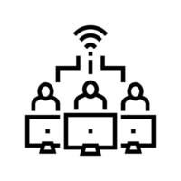 Teamarbeit drahtlose Internetverbindung Symbol Leitung Vektor Illustration